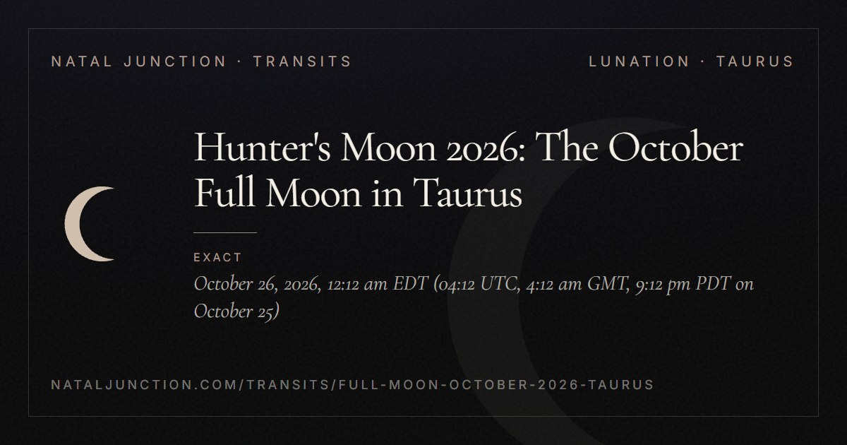 Hunter's Moon 2026: The October 26 Full Moon in Taurus